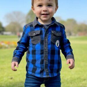 PL Kids Buffalo Check Colourblock Button-Down Shirt 2T